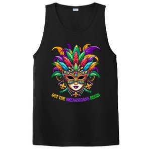 Let The Shenanigans Begin Mardi Gras Jester Mask Beads PosiCharge Competitor Tank