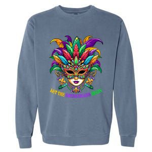 Let The Shenanigans Begin Mardi Gras Jester Mask Beads Garment-Dyed Sweatshirt