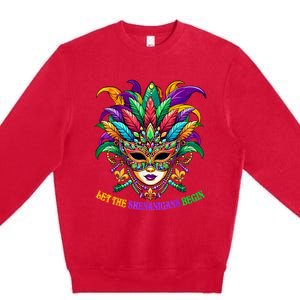 Let The Shenanigans Begin Mardi Gras Jester Mask Beads Premium Crewneck Sweatshirt