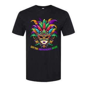 Let The Shenanigans Begin Mardi Gras Jester Mask Beads Softstyle CVC T-Shirt