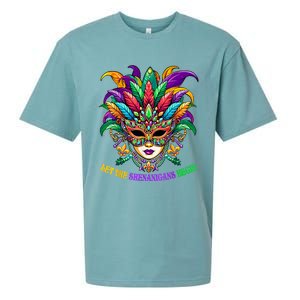 Let The Shenanigans Begin Mardi Gras Jester Mask Beads Sueded Cloud Jersey T-Shirt