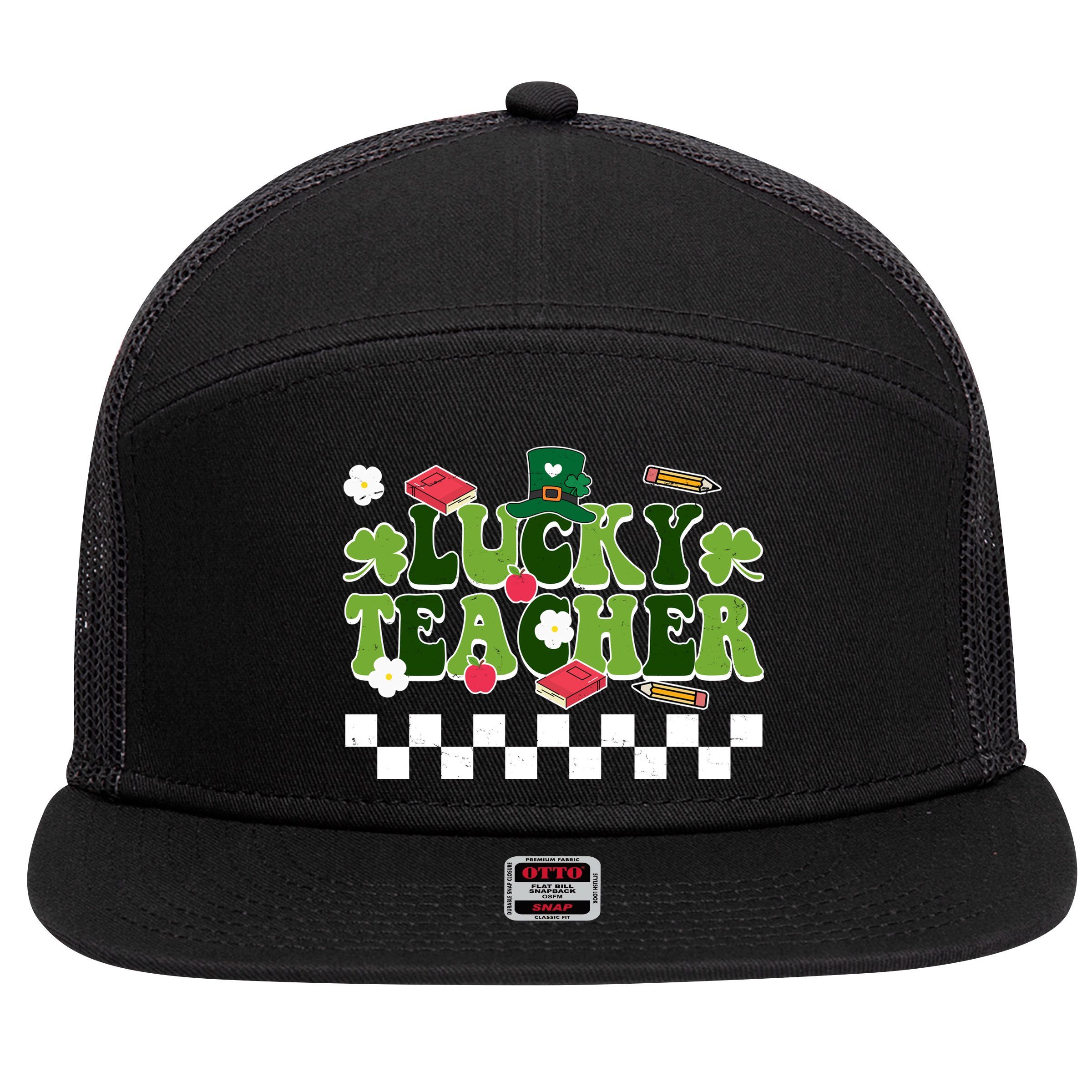 Lucky Teacher St Patrick's Day Holiday 7 Panel Mesh Trucker Snapback Hat
