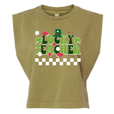 Lucky Teacher St Patrick's Day Holiday Garment-Dyed Women's Muscle Tee