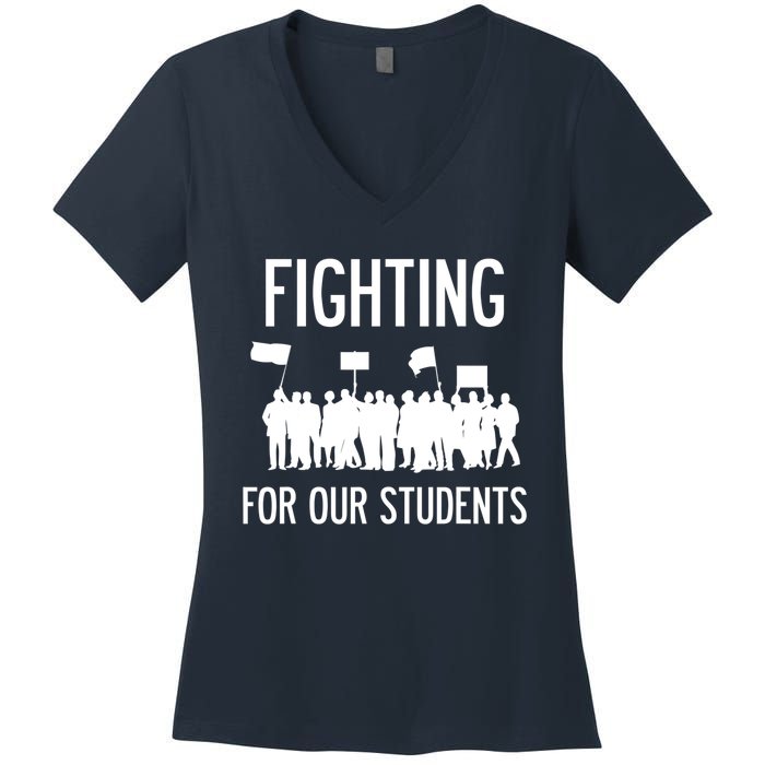 LA Teacher Strike Protest Los Angeles Teach Education Union Women's V-Neck T-Shirt