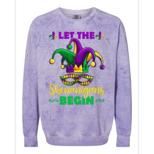 Let The Shenanigans Begin Mardi Gras Colorblast Crewneck Sweatshirt