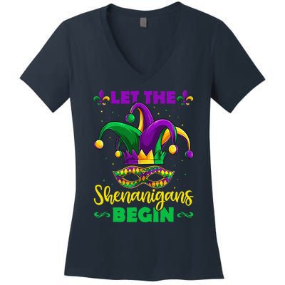 Let The Shenanigans Begin Mardi Gras Women's V-Neck T-Shirt