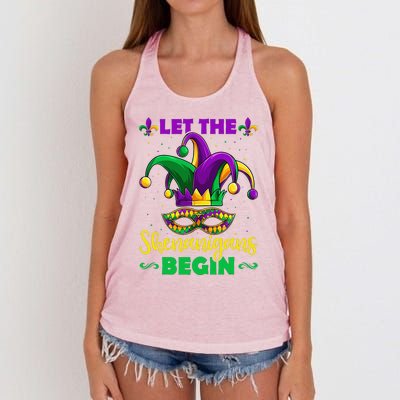 Let The Shenanigans Begin Mardi Gras Women's Knotted Racerback Tank