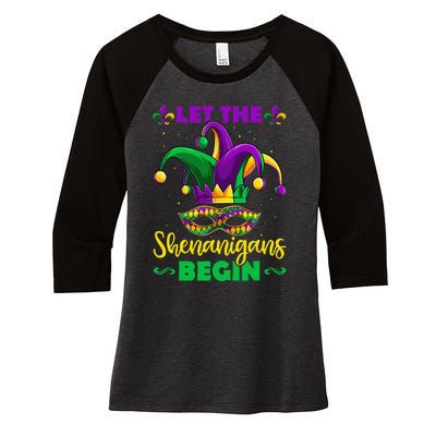 Let The Shenanigans Begin Mardi Gras Women's Tri-Blend 3/4-Sleeve Raglan Shirt