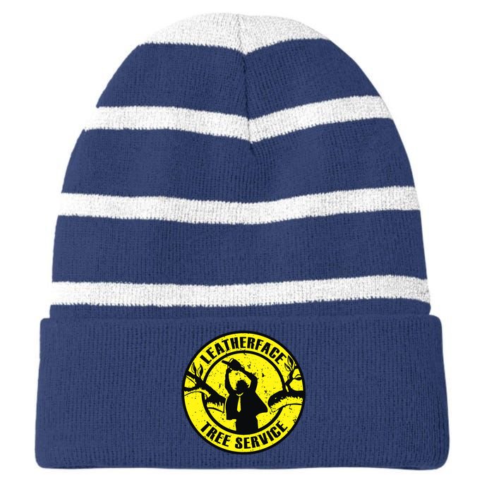 Leatherface Tree Service Striped Beanie with Solid Band