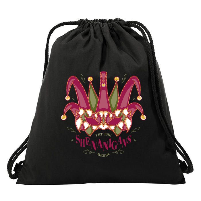 Let The Shenanigans Begin Mardi Gras Drawstring Bag