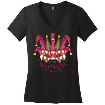 Let The Shenanigans Begin Mardi Gras Women's V-Neck T-Shirt