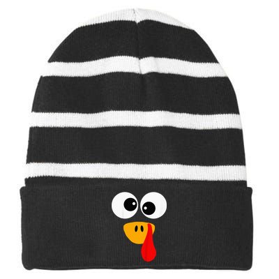 Little Turkey Silly Face Thanksgiving Baby Boy Striped Beanie with Solid Band