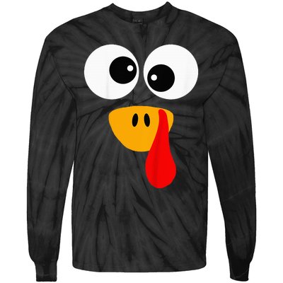 Little Turkey Silly Face Thanksgiving Baby Boy Tie-Dye Long Sleeve Shirt