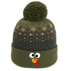 Little Turkey Silly Face Thanksgiving Baby Boy The Baniff Cuffed Pom Beanie