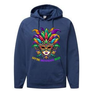 Let The Shenanigans Begin Jester Mask Beads Performance Fleece Hoodie