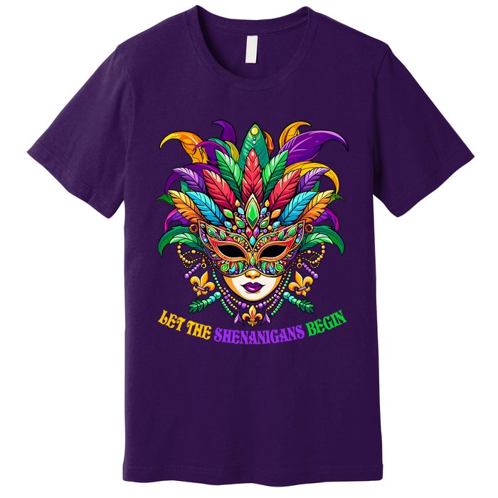 Let The Shenanigans Begin Jester Mask Beads Premium T-Shirt