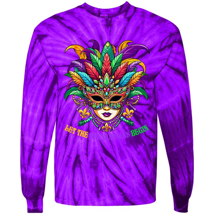 Let The Shenanigans Begin Jester Mask Beads Tie-Dye Long Sleeve Shirt