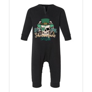 Let The Shenanigans Begin Skeleton St Patrick's Day Skeleton Skull Pirate Infant Fleece One Piece