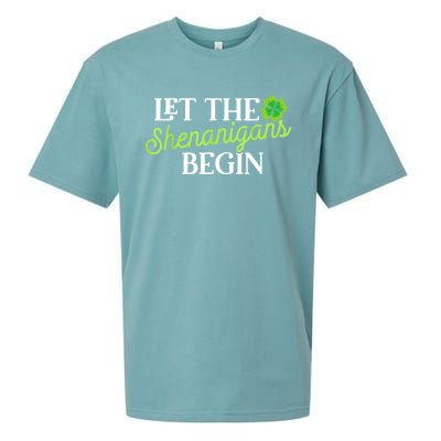 Let The Shenanigans Begin Funny St. Patricks Day Sueded Cloud Jersey T-Shirt