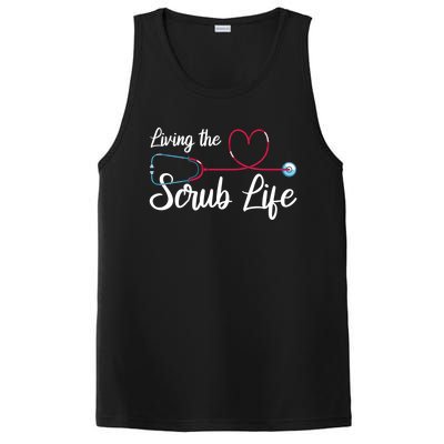 Living The Scrub Life Stethoscope Nursing Nursery Nurse Funny Gift PosiCharge Competitor Tank