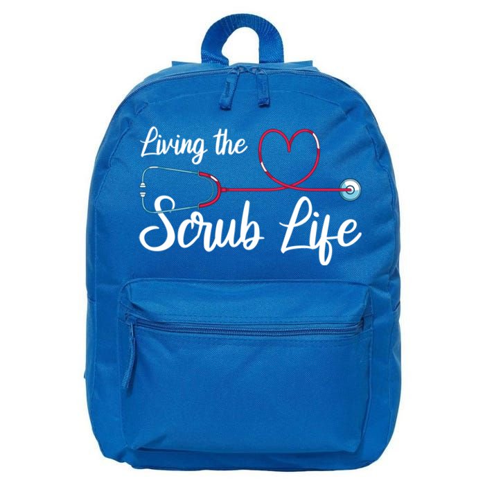 Living The Scrub Life Stethoscope Nursing Nursery Nurse Funny Gift 16 in Basic Backpack