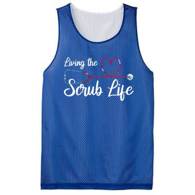 Living The Scrub Life Stethoscope Nursing Nursery Nurse Funny Gift Mesh Reversible Basketball Jersey Tank