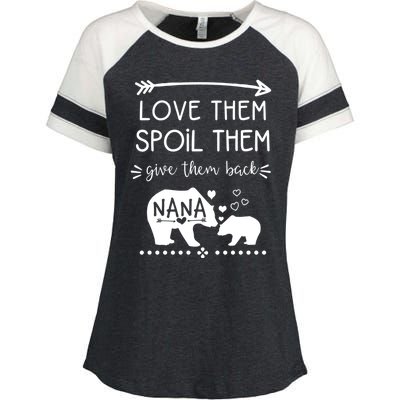 Love Them Spoil Them Give Them Back Nana Bear With Bear Cub Gift Enza Ladies Jersey Colorblock Tee