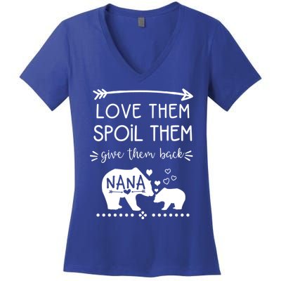 Love Them Spoil Them Give Them Back Nana Bear With Bear Cub Gift Women's V-Neck T-Shirt