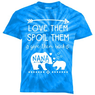 Love Them Spoil Them Give Them Back Nana Bear With Bear Cub Gift Kids Tie-Dye T-Shirt