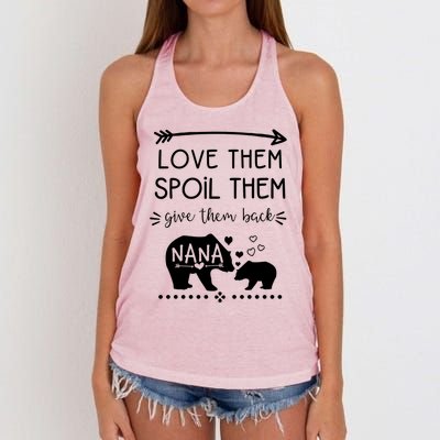 Love Them Spoil Them Give Them Back Nana Bear With Bear Cub Gift Women's Knotted Racerback Tank