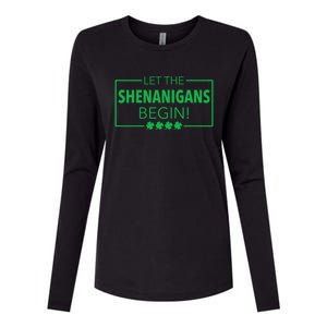 Let The Shenanigans Begin Funny St. Patricks Day Womens Cotton Relaxed Long Sleeve T-Shirt