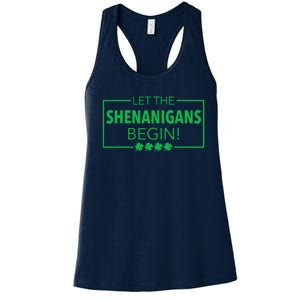 Let The Shenanigans Begin Funny St. Patricks Day Women's Racerback Tank