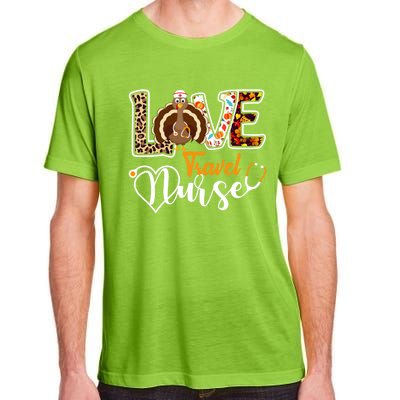 Love Turkey Stethoscope Travel Nurse Leopard Thanksgiving Gift Adult ChromaSoft Performance T-Shirt