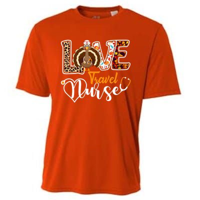 Love Turkey Stethoscope Travel Nurse Leopard Thanksgiving Gift Cooling Performance Crew T-Shirt