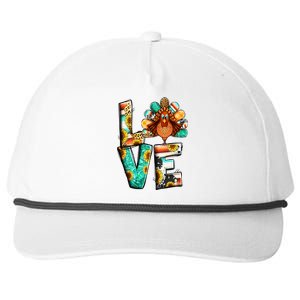 Love Turkey Sunflower Fall Gobble Family Thanksgiving Gift Snapback Five-Panel Rope Hat