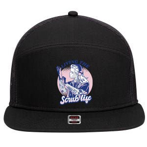 Living The Scrub Life 7 Panel Mesh Trucker Snapback Hat