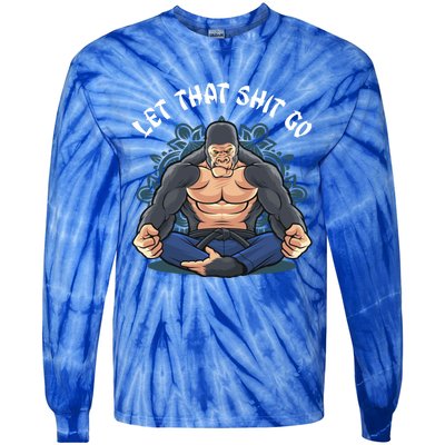 Let That Shit Go Namaste Yoga Gorilla Apes Lovers Meditation Cute Gift Tie-Dye Long Sleeve Shirt