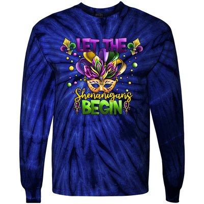 Let The Shenanigans Begin Mardi Gras Party Carnival Tie-Dye Long Sleeve Shirt