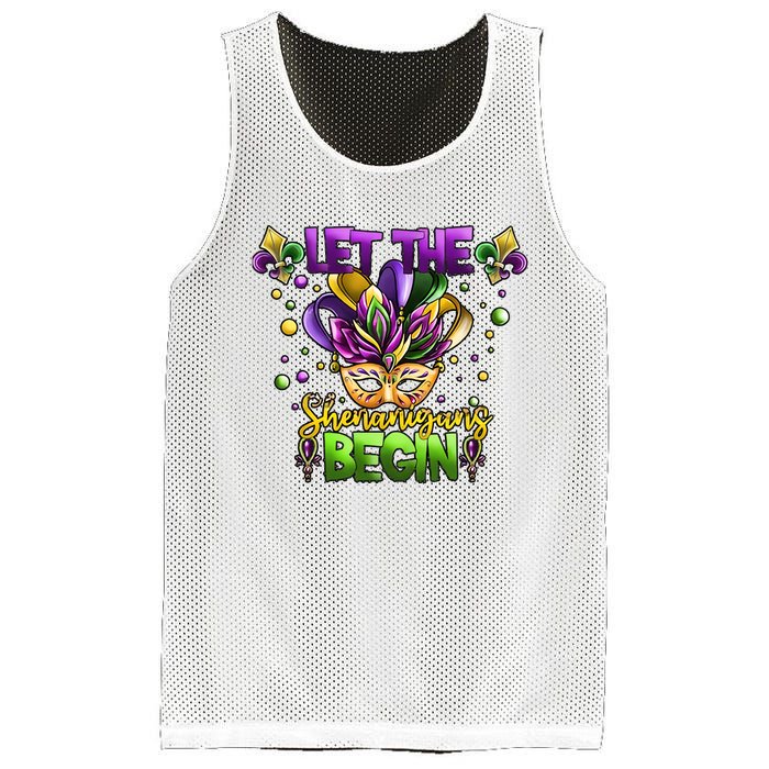 Let The Shenanigans Begin Mardi Gras Party Carnival Mesh Reversible Basketball Jersey Tank