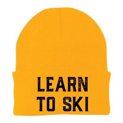 Learn To Ski Great Gift Motivation And Goals Unisex Gift Knit Cap Winter Beanie