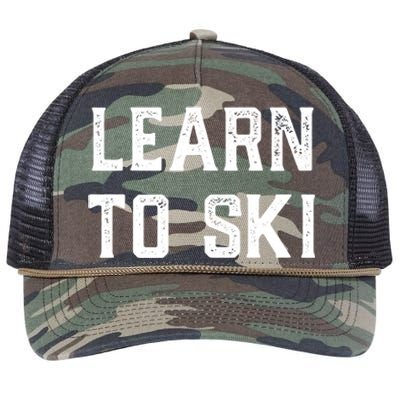 Learn To Ski Great Gift Motivation And Goals Unisex Gift Retro Rope Trucker Hat Cap