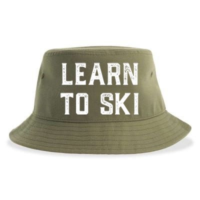 Learn To Ski Great Gift Motivation And Goals Unisex Gift Sustainable Bucket Hat