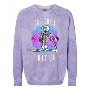 Let That Shit Go Yoga Mermaid Pose Skeleton Anahata Symbol Gift Colorblast Crewneck Sweatshirt