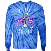 Let That Shit Go Yoga Mermaid Pose Skeleton Anahata Symbol Gift Tie-Dye Long Sleeve Shirt