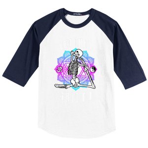 Let That Shit Go Yoga Mermaid Pose Skeleton Anahata Symbol Gift Baseball Sleeve Shirt