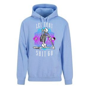 Let That Shit Go Yoga Mermaid Pose Skeleton Anahata Symbol Gift Unisex Surf Hoodie