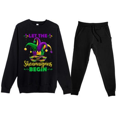 Let The Shenanigans Begin Mardi Gras Premium Crewneck Sweatsuit Set