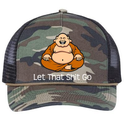 Let That Shit Go Funny Zen Buddha Yoga Mindfulness Gift Retro Rope Trucker Hat Cap