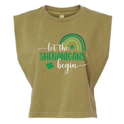 Let The Shenanigans Begin St Patricks Day Lucky Shamrock Garment-Dyed Women's Muscle Tee