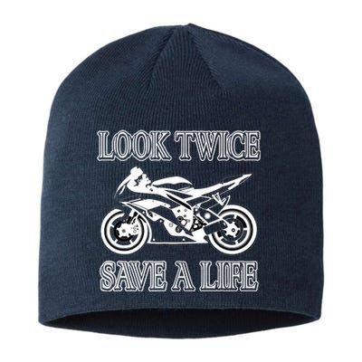 Look Twice Save A Life Motorcycle Bike Safety Sustainable Beanie